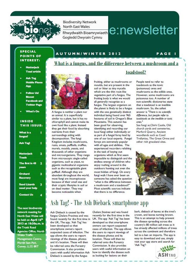 North East Wales Biodiversity Network Newsletter
